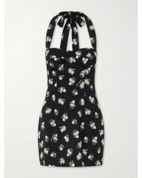 Dolce & Gabbana - Floral-Print Silk-Blend Halterneck Mini Dress - Lyst