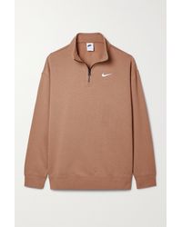 Nike Sportswear Essential Oversized Cotton-blend Jersey Sweatshirt - Brown