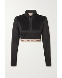 Gucci + The North Face Cropped Cotton-blend Tech-jersey Sweatshirt - Black