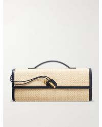 Bottega Veneta - Andiamo Shaded Leather Trimmed Raffia Clutch - Lyst