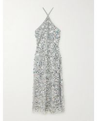 Des Phemmes - Embellished Tulle Halterneck Midi Dress - Lyst