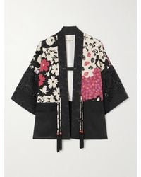 Maison Mayle - Sunset Jacke Aus Crêpe De Chine Aus Seide Mit Blumenprint, Spitzeneinsätzen Und Troddeln - Lyst