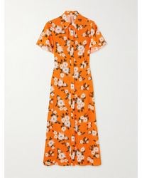 Emilia Wickstead - Florencia Floral-Print Stretch-Crepe Midi Shirt Dress - Lyst