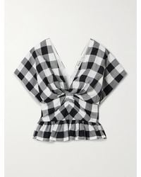 Sea - Gathered Gingham Cotton-Poplin Peplum Top - Lyst