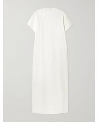 RÙADH - Braun Embroidered Organic Cotton-Jersey Maxi Dress - Lyst