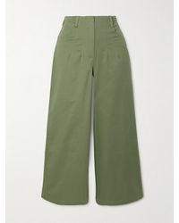 STAUD - Luca Cropped Cotton-Blend Twill Wide-Leg Pants - Lyst