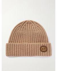Gucci - Victor Appliquéd Ribbed Wool And Cashmere-Blend Beanie - Lyst