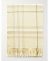 Burberry - Fringed Checked Cashmere Scarf - Lyst
