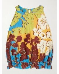 ALÉMAIS - Splice Cropped Floral-Print Cotton And Silk-Blend Top - Lyst