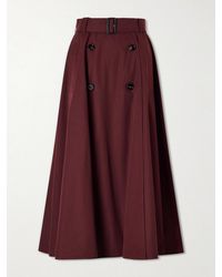 Burberry - Belted Wool Midi Skirt - Lyst