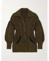 Simone Rocha - Embellished Metallic Cable-Knit Cardigan - Lyst