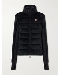 Moncler - Quilted Padded Jersey-Trimmed Plush Down Zip-Up Cardigan Jacket - Lyst