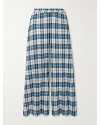 Suzie Kondi - Elira Checked Cotton-Gauze Wide-Leg Pants - Lyst