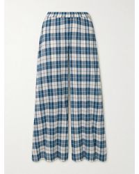 Suzie Kondi - Elira Checked Cotton-Gauze Wide-Leg Pants - Lyst