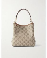 Gucci - Gg Emblem Leather-Trimmed Coated Canvas-Jacquard Top-Handle Bag - Lyst