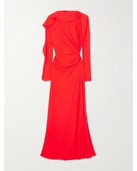 Victoria Beckham - Robe Longue Asymétrique En Jersey À Drapé - Lyst