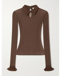 Acne Studios - Emara Ruffled Silk-Trimmed Mesh Blouse - Lyst