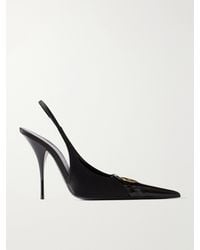 Saint Laurent - Louis 110 Embellished Patent-Leather Slingback Pumps - Lyst