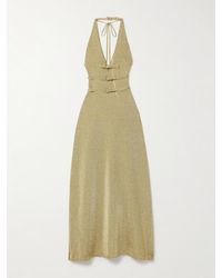 Cult Gaia - Evaleigh Buckled Metallic Knitted Halterneck Midi Dress - Lyst