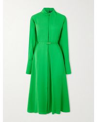 Tom Ford - Embellished Belted Pleated Silk-Georgette Midi Dress - Lyst