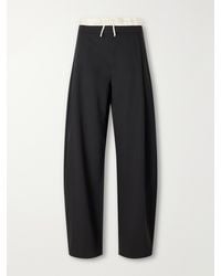 St. Agni - Satin-Trimmed Wool-Twill Barrel-Leg Pants - Lyst