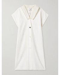 Thank You Have A Good Day - Lace-Trimmed Cotton Oxford And Twill Midi Shirt Dress - Lyst