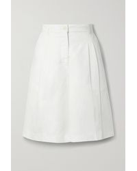 Nili Lotan Camden Pleated Lyocell-blend Twill Shorts - White