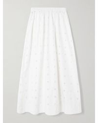 Posse - Peggy Broderie Anglaise Cotton-Poplin Midi Skirt - Lyst