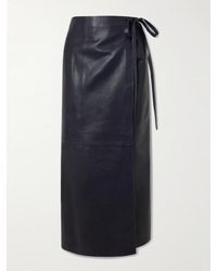 Nour Hammour - Paneled Leather Maxi Wrap Skirt - Lyst