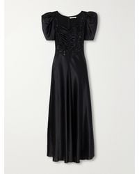 Rodarte - Ruched Lace-Trimmed Silk-Satin Gown - Lyst