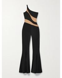Norma Kamali - Snake One-Shoulder Mesh-Paneled Stretch-Jersey Jumpsuit - Lyst