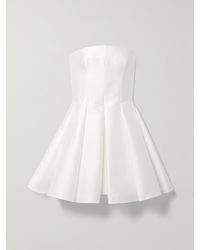 Rasario - Strapless Pleated Satin Mini Dress - Lyst