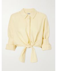 STAUD - Lisa Knotted Linen Shirt - Lyst