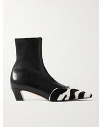 KHAITE - Nevada Leather And Zebra-Print Calf Hair Ankle Boots - Lyst