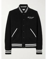Sporty & Rich - The Carlyle Embroidered Striped Wool-Blend Felt Varsity Jacket - Lyst