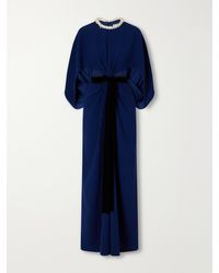Jonathan Simkhai - Annette Cape-Effect Bead-Embellished Gathered Velvet-Trimmed Crepe Gown - Lyst