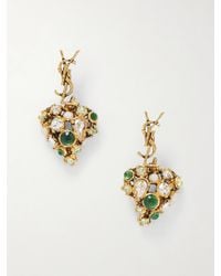 Saint Laurent - Bo Cassandre Pampilles Coeur-Tone And Crystal Earrings - Lyst