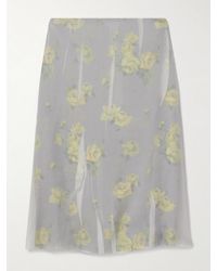 Acne Studios - Layered Distressed Chiffon And Floral-Print Crepe Skirt - Lyst