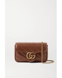 Gucci GG Marmont Super Mini Leather Shoulder Bag - Brown