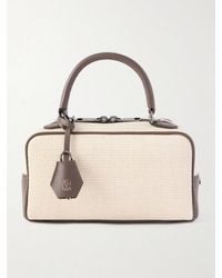 Brunello Cucinelli - Mini Leather-Trimmed Raffia Shoulder Bag - Lyst