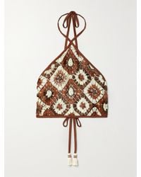 Johanna Ortiz - Net Sustain Pwani Cropped Crocheted Halterneck Top - Lyst