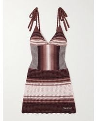 The Attico - Minikleid Aus Gehäkelter Baumwolle Mit Streifen - Lyst