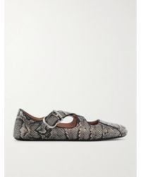 Alaïa - Criss Cross Leather-Trimmed Snakeskin Ballet Flats - Lyst