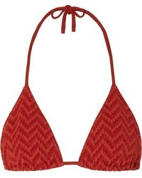 Eres Veston Triangel-bikini-oberteil Aus Seersucker - Rot