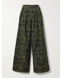 Ulla Johnson - Charlie Pleated Printed Poplin Wide-Leg Pants - Lyst
