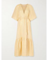 Eres - Audacieuse Belted Tiered Linen Midi Dress - Lyst