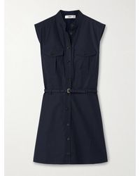 FRAME - Mini-Robe-Chemise En Popeline De Coton À Ceinture - Lyst