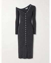STAUD - Craftsman Off-The-Shoulder Ribbed Cotton And Wool-Blend Midi Dress - Lyst