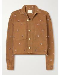 Ulla Johnson - The Bobbi Cropped Sequin-Embellished Denim Jacket - Lyst