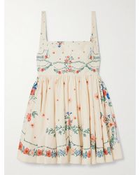Agua Bendita - Mini-Robe En Popeline De Coton À Imprimé Fleuri Et À Fronces Hierbabuena Mosqueta - Lyst